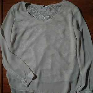 Women's Tan lace/sheer blouse size L